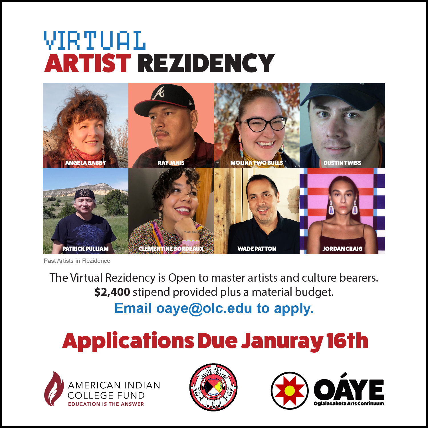 Rezidency Application Oglala Lakota College Virtual ArtistinResident